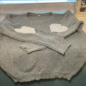 Gray Heart Patch Sweater